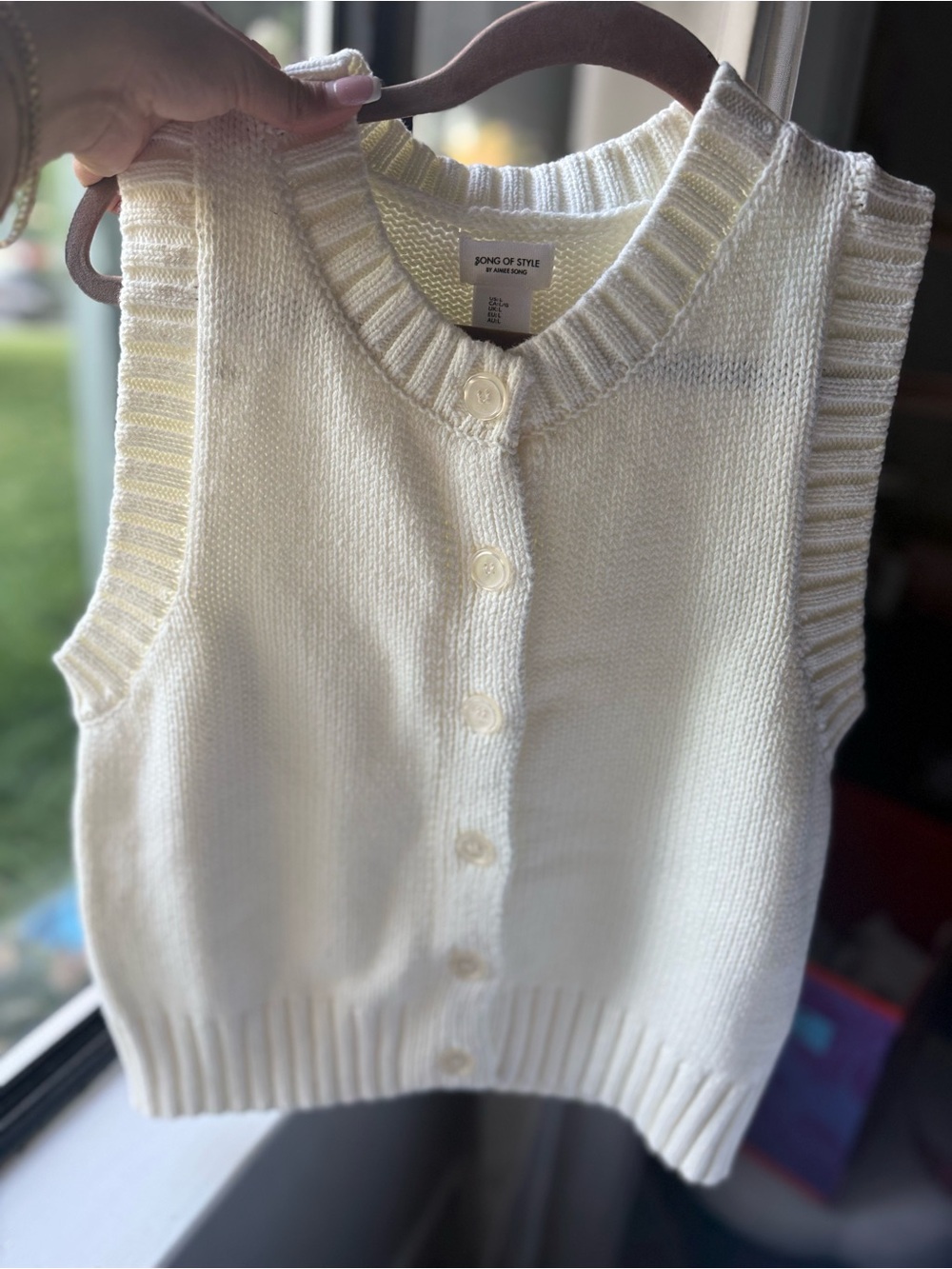 Song of Style Cream V-Neck Button Knit Sweater Vest